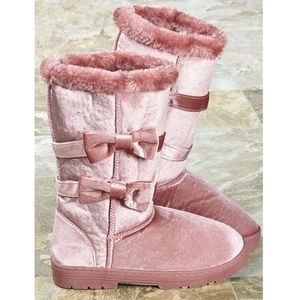 Velvet Faux Fur Winter Boots, 1 Pair